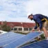 Workers are installing the home energy storage system